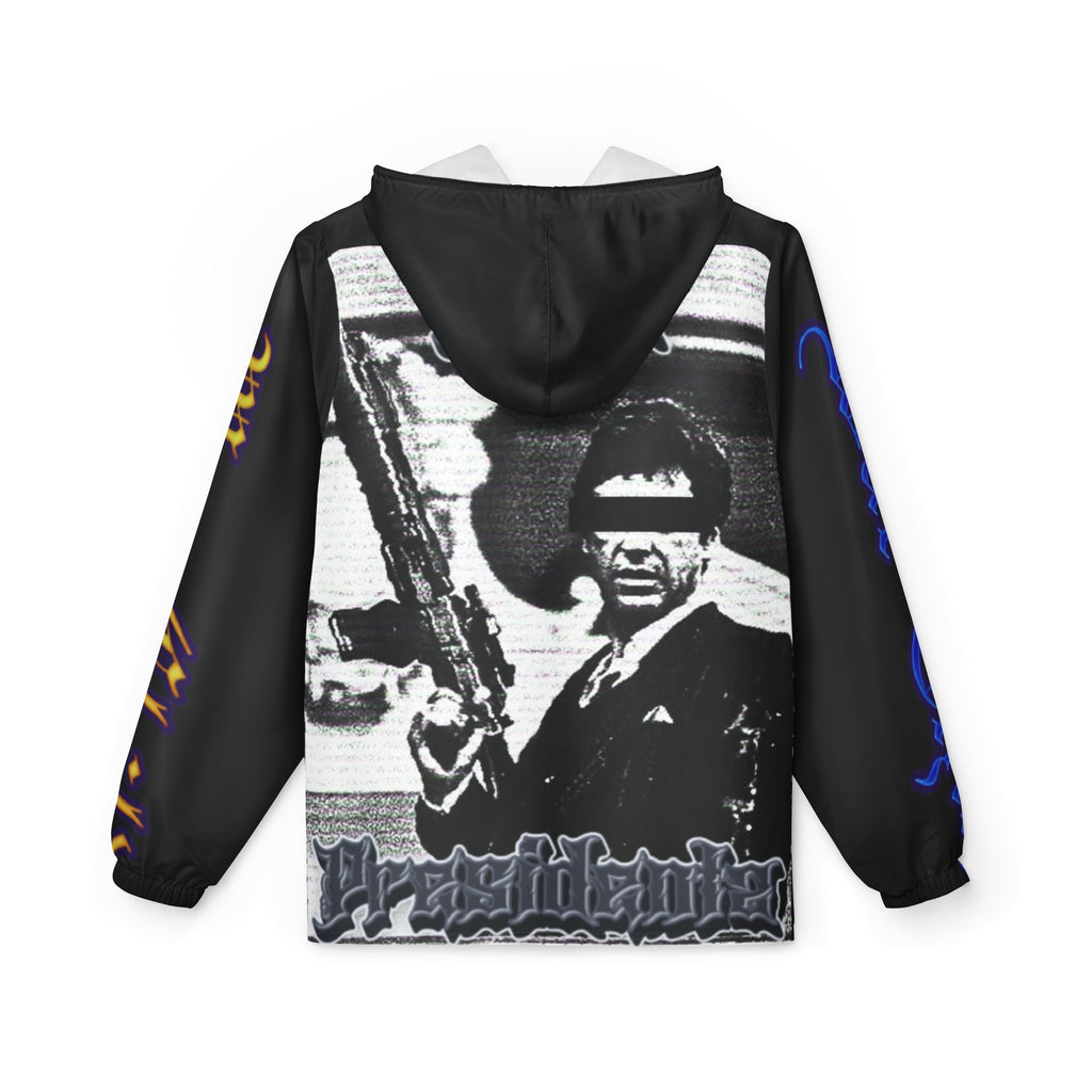 Retro Gangster Graphic Windbreaker | All-Over Print Hooded Jacket