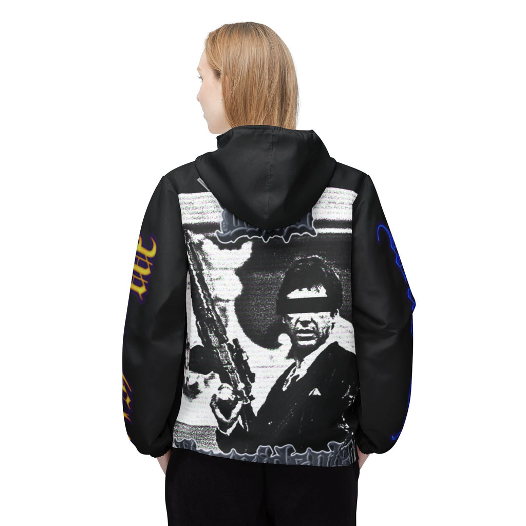 Retro Gangster Graphic Windbreaker | All-Over Print Hooded Jacket